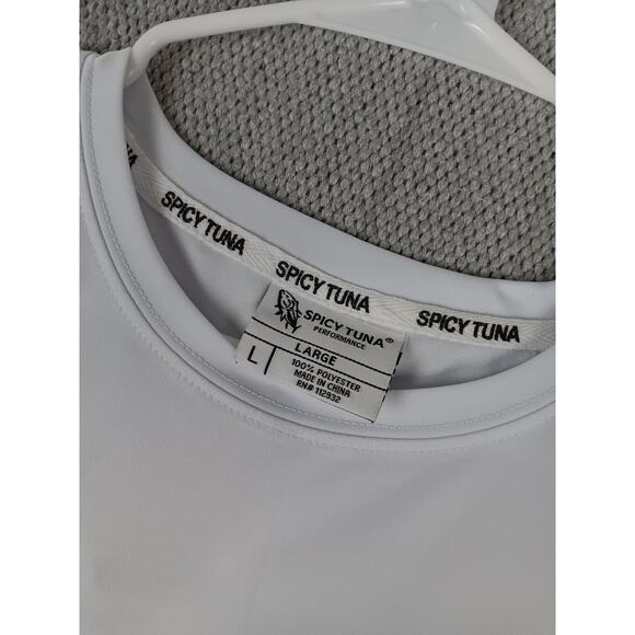 Spicy Tuna Performance T Shirt L White Fishing Port Aransas Texas Keep it Salty - Picture 5 of 10